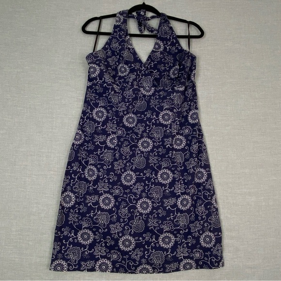Reitmans Halter Neck Sundress Blue Paisley Cotton Sz 13 - Picture 1 of 10